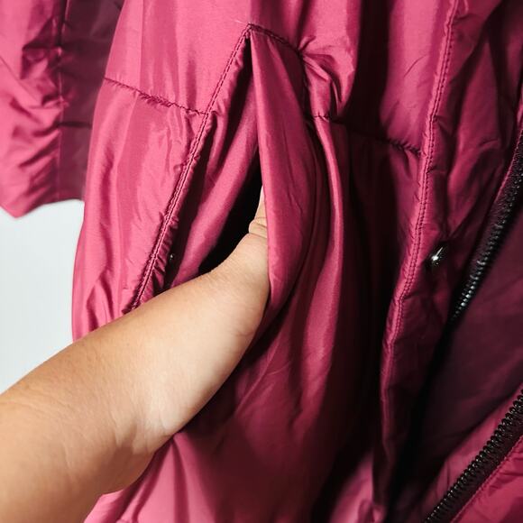 BUSAYO COLLECTIVE Women's Red Purple Ombré Parka Wine Jacket Size Small - Picture 12 of 12